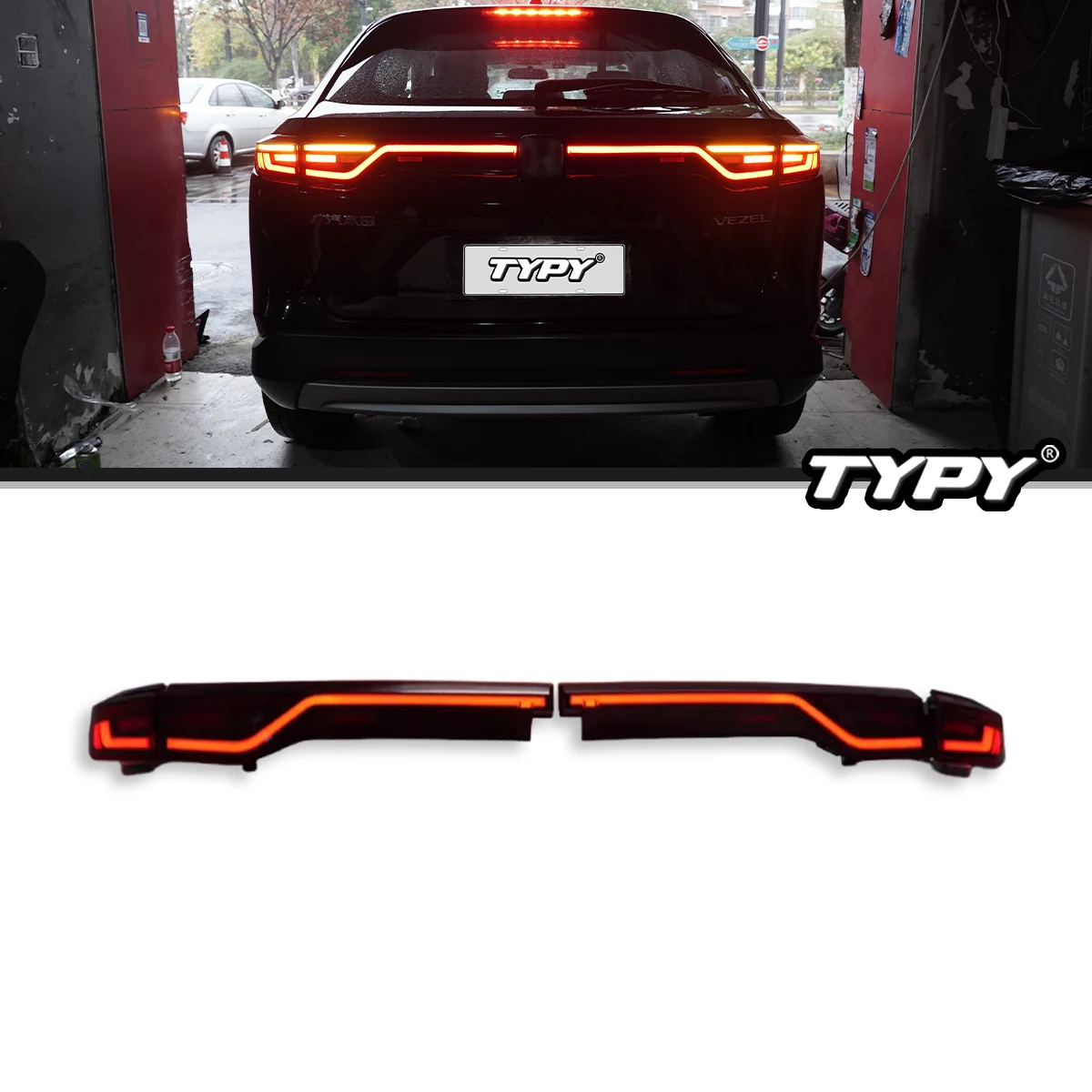 

TYTPY For Honda HRV 2023-2026 LED Through Taillight Rear Brake Turn Signal Light Auto Parts
