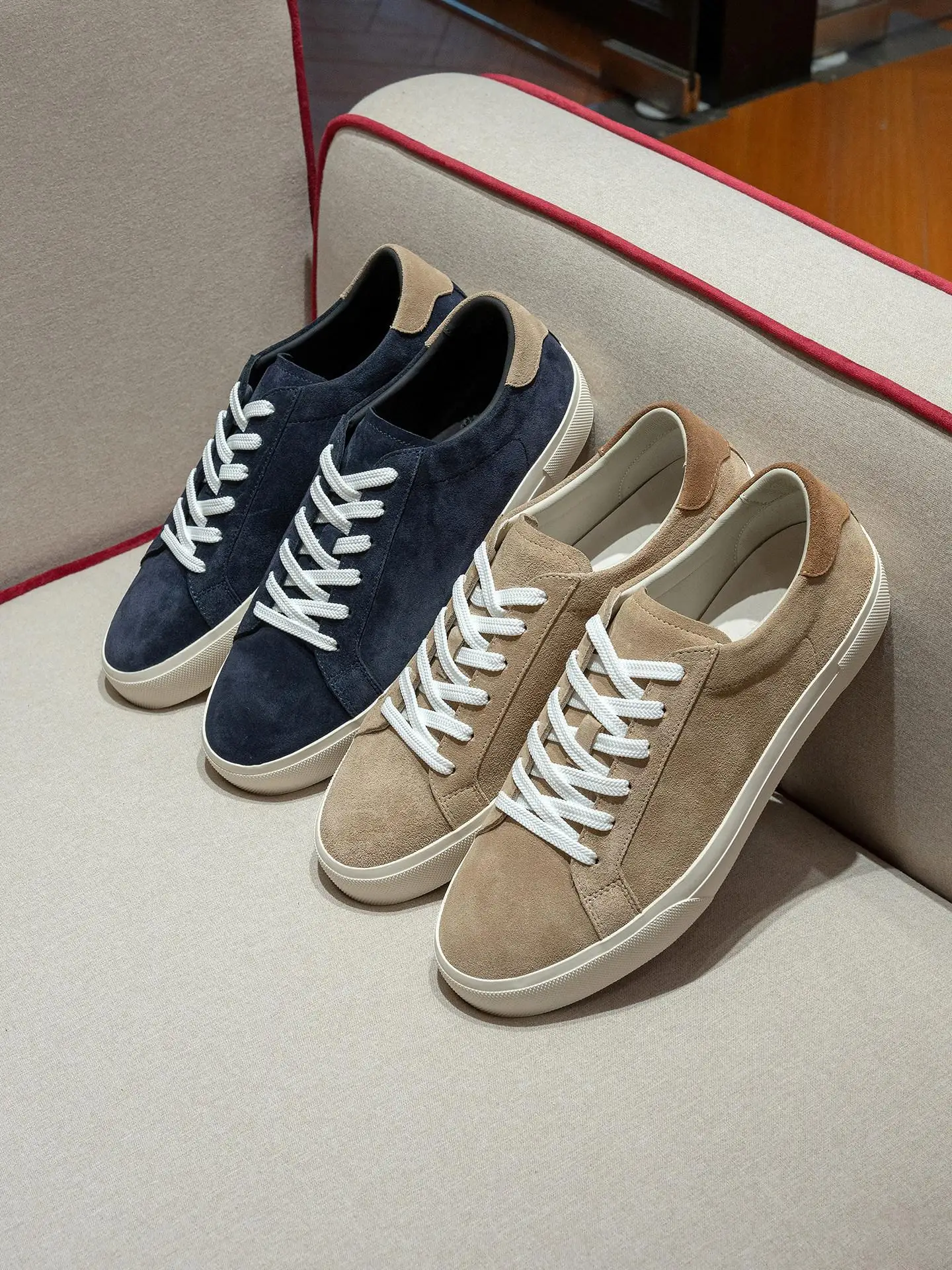 Cow suede lined calf leather men's fashionable suede casual sports shoes