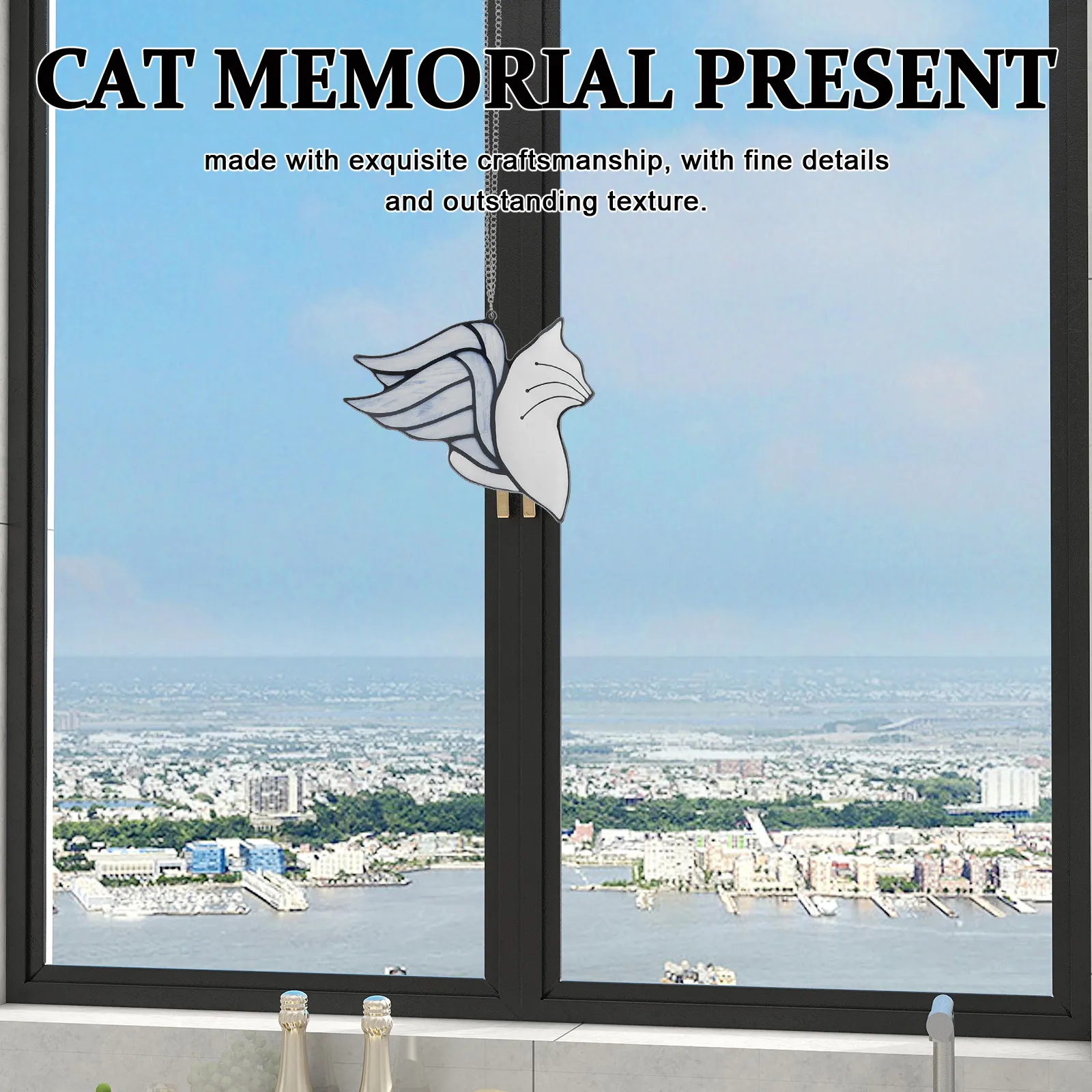 Pet Memorial Suncatcher Acrylic Angel Cat Window Hanging with Rainbow Prism Effect Heartfelt Sympathy Gift for Grieving Cat