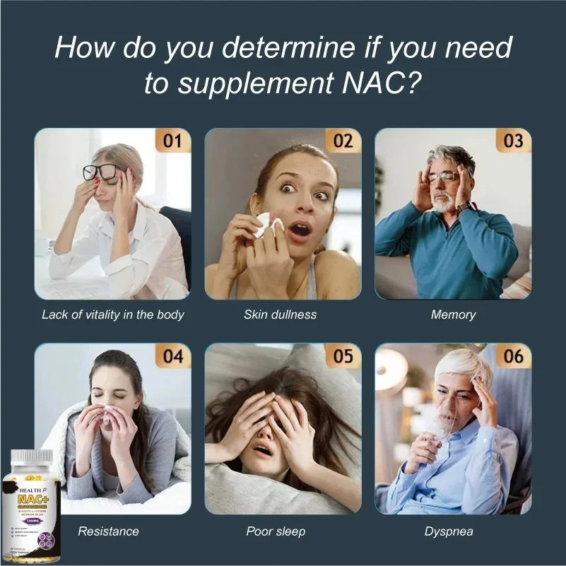 NAC Glutathione Capsules N-Acetyl Cysteine 1200 mg Support for Liver, Lung | Amino Acid, Increases Glutathione