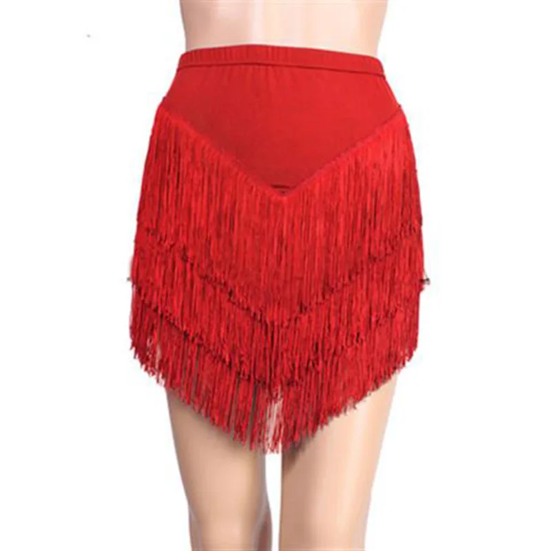 New Fashion Latin Dance Skirt  Dress Adult Women Fringed Irregular V-Shape Tassel Trim Short Skirt Stage Performance Costume