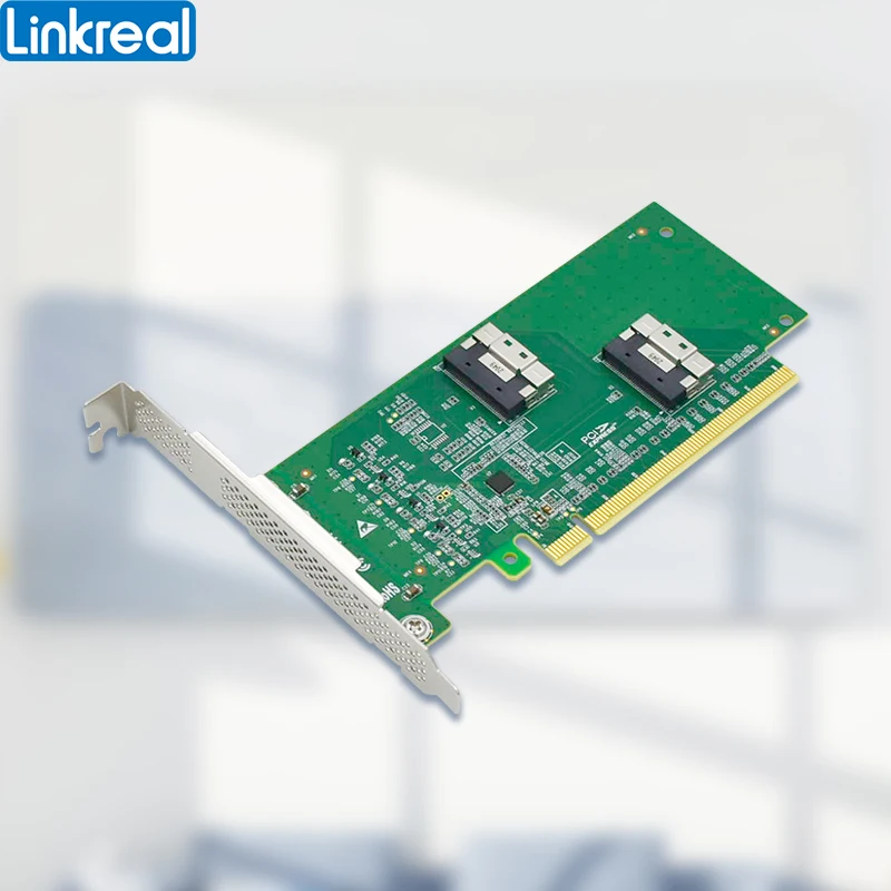 Linkreal PCI Express x16 to Two SlimSAS SFF-8654 8i Adapter-LRNV9F14