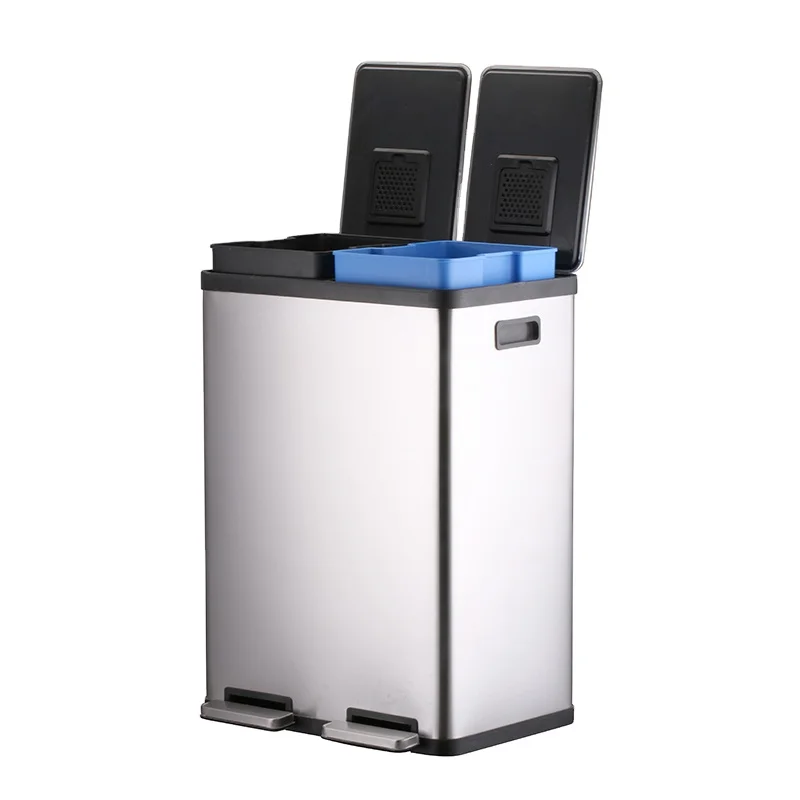 Home Stainless Steel 60L Pedal Bin Recycling Bins
