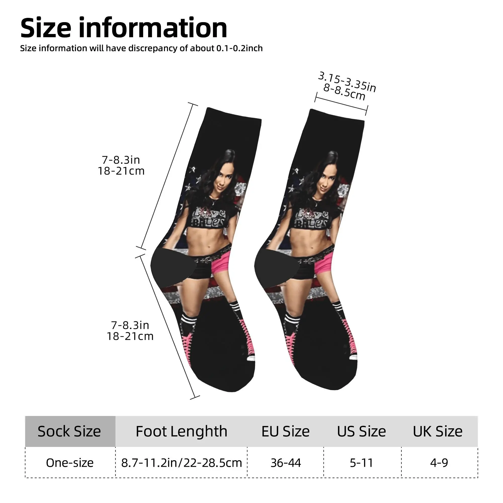 AJ Lee المصارعة Divas الجوارب جوارب مخصصة المضادة للانزلاق الرجال الجوارب تنفس الشتاء Harajuku الجري جوارب رياضية