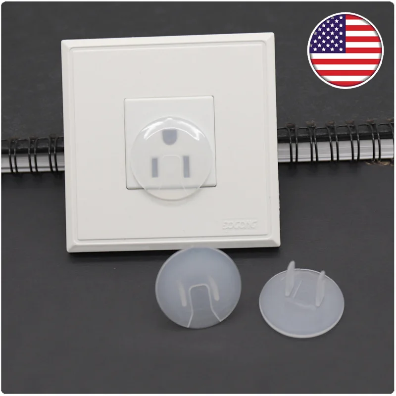 10pcs Transparent American Electric Shock Resistant Infant Protection Plug Protective Cover 3-Hole Power Socket Safety Helmet