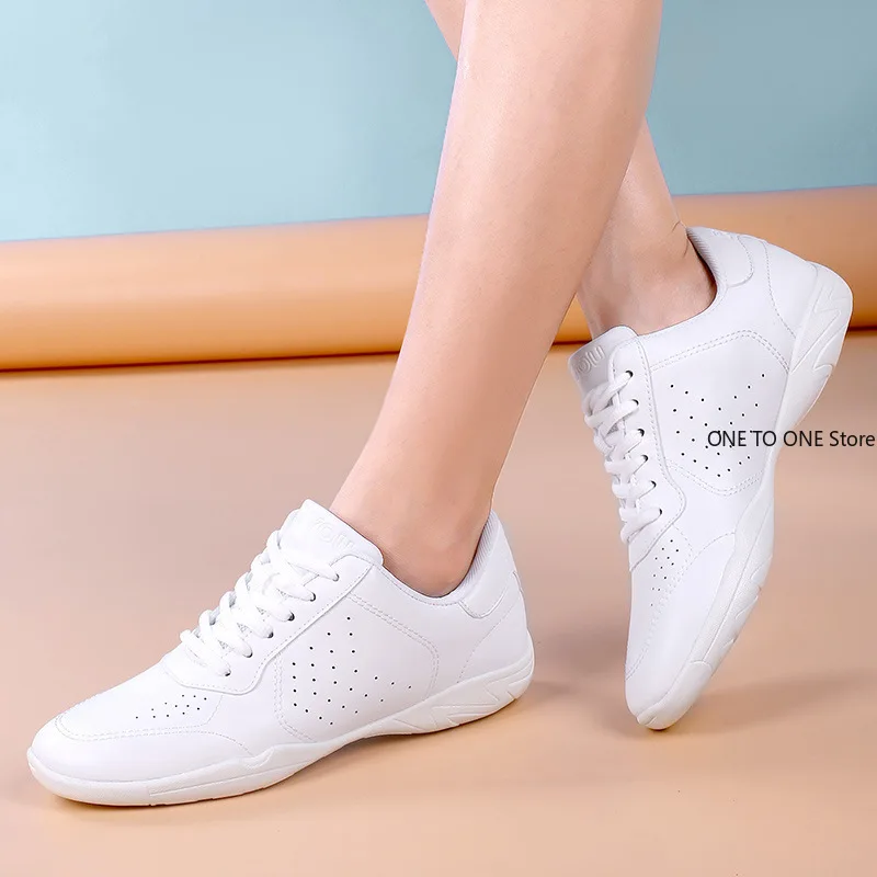 Men and Women Dance Shoes Athletic Breathable Aerobics Shoes White Cheerleading Shoes Training Shoe Gymnastics Eu28-45