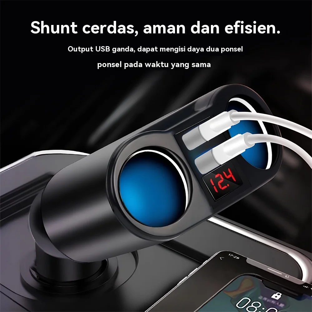 Dual USB Cigarette Lighter Car Charger 3.1A Fast Charging Car Splitter 150° Rotatable Cars Power Adapter Car Socket Extender New