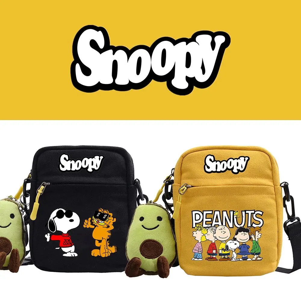 

MINISO Anime Peripheral Snoopy Small Square Bag Student Canvas Bag Cartoon Printed Single Shoulder Crossbody Bag Student Gift