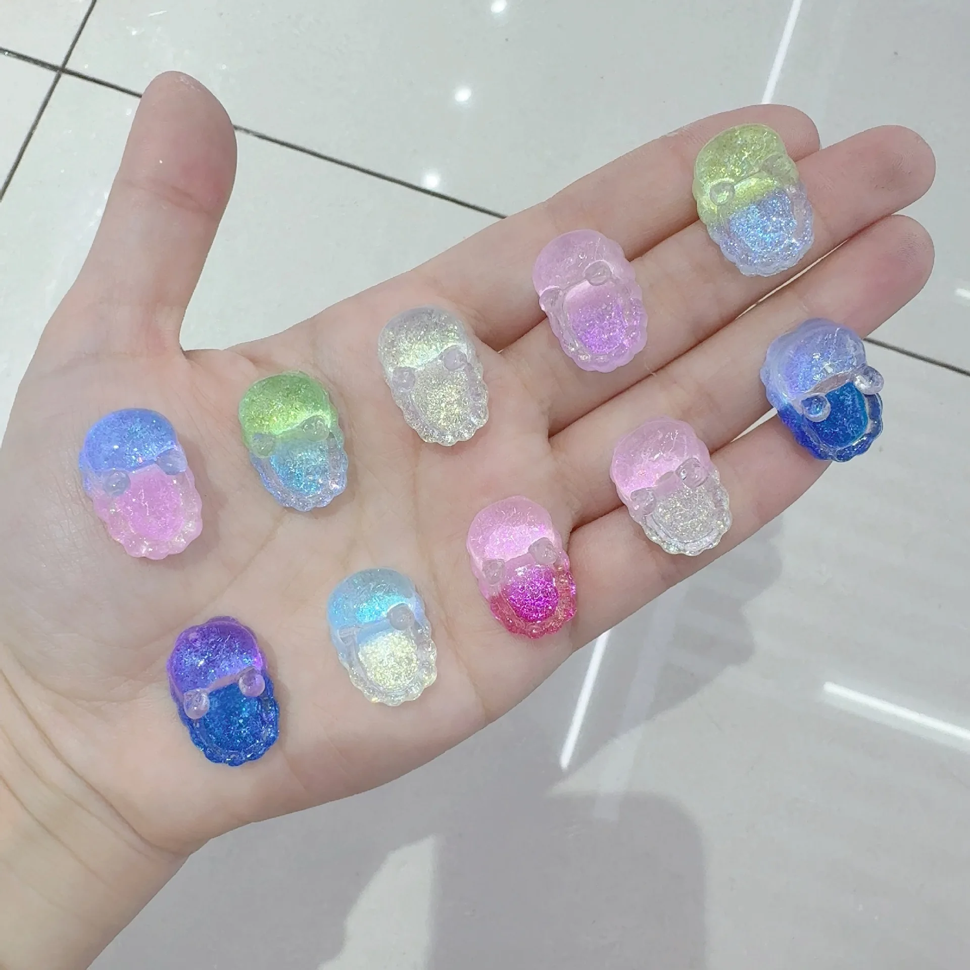 500PCS Rabbit Ear Luminous Slippers 22MMX15MM Resin DIY Handmade Material Accessories Crafts Decoration Home Furnishings