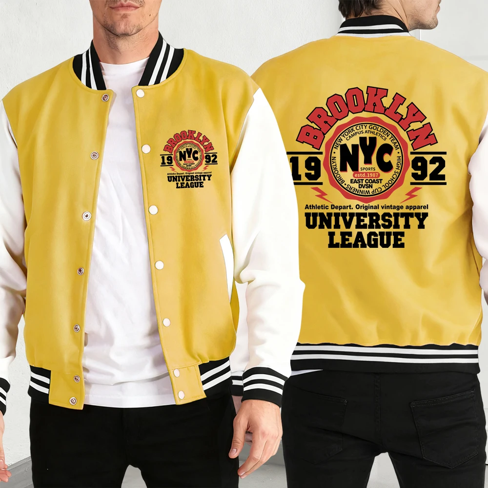 

New York City 1992, дизайнерские мужские бейсбольные куртки, модные повседневные пальто, флисовый трикотаж на пуговицах, унисекс, горячая распродажа, одежда больших размеров