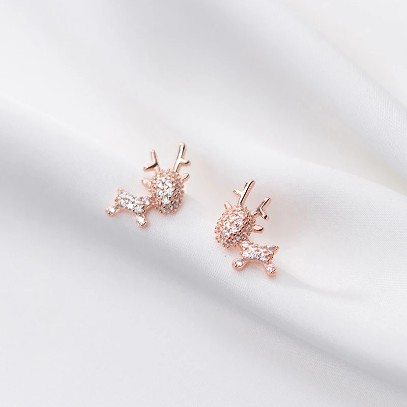 MODIAN Fashion 925 srebro Shining wyczyść CZ śliczne z łosiem luksusowe stadniny kolczyki dla Wome Fine Jewelry Christmas Gift — zdjęcie 3