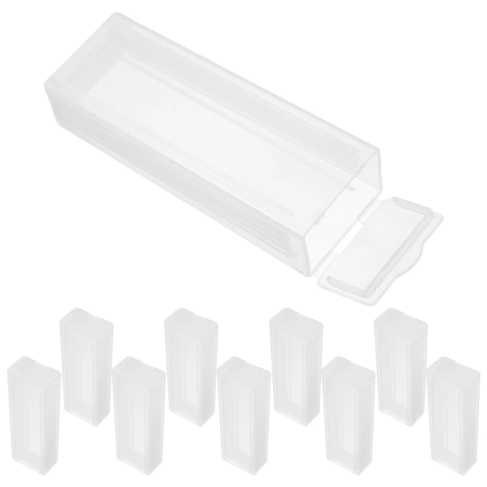 10Pcs Clear Plastic Microscope Portable Laboratory Slide Storage Box for Hospital Pathology Biology Staining Slides