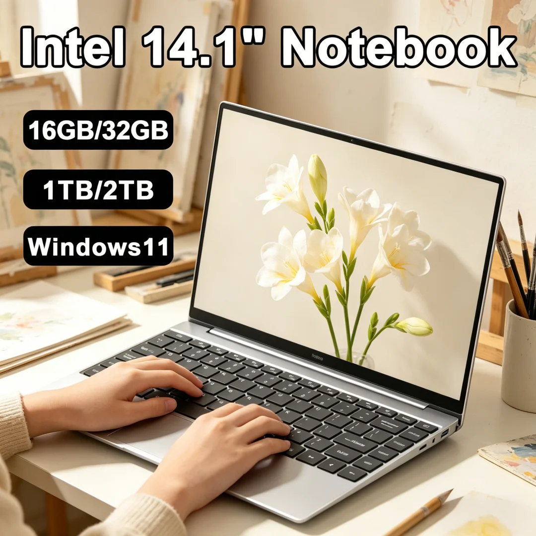 2026 Sleek Intel Laptop Computer 14.1 Inch FHD Gaming Laptops Windows 11 SSD 2TB DDR4 16/32GB PC Notebook 1920*1080 Display Offi