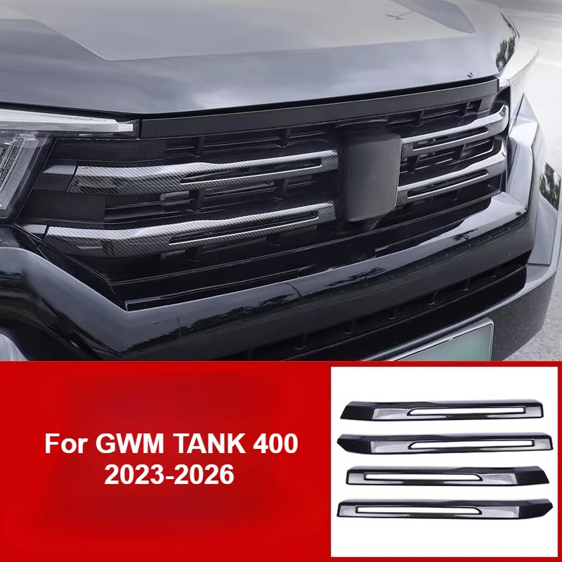 

For GWM TANK 400 2023-2026 Front Grille Trim Strips ABS Anti-scratch Grille Protective Cover Exterior Decoration Accessories