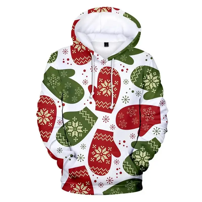 3D printing Christmas sweater Christmas men and women Santa Claus Christmas novelty snowman hoodie warm jacket