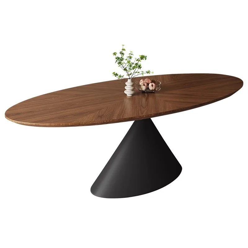

Dining table black walnut oval UFO designer villa large flat Nordic minimalist desk