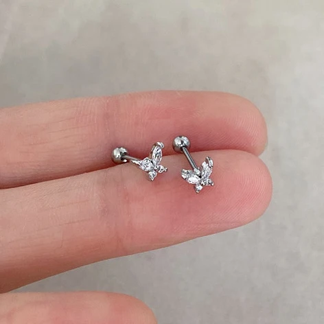 Ponykiss 925 Sterling Zilveren Naald Zirkoon Vlinder Kraal Oorknopjes Voor Vrouwen Leuke Mode Sieraden Insect Accessoires