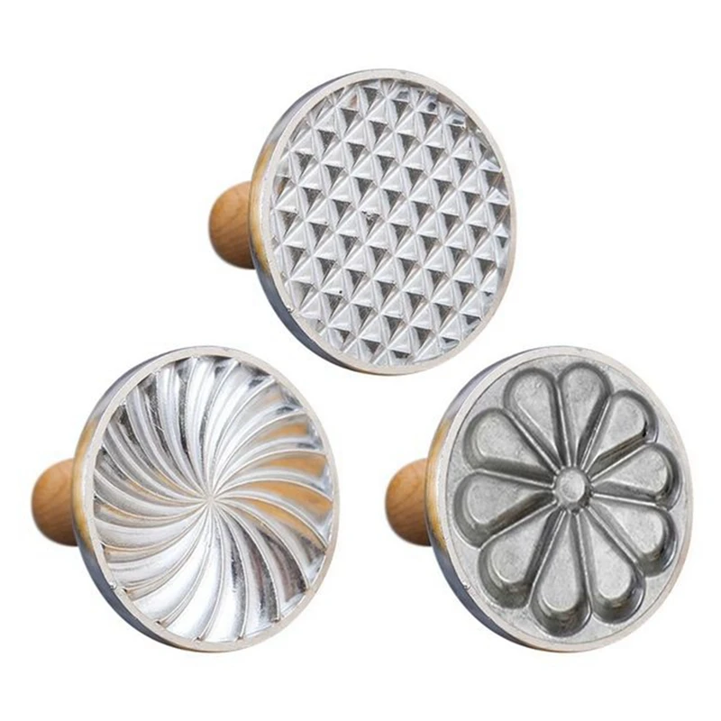 BMBY-Biscuit Making Mold With Wooden Handle Diamond Biscuit Making Mold Spiral Coil Flower Shape Mold