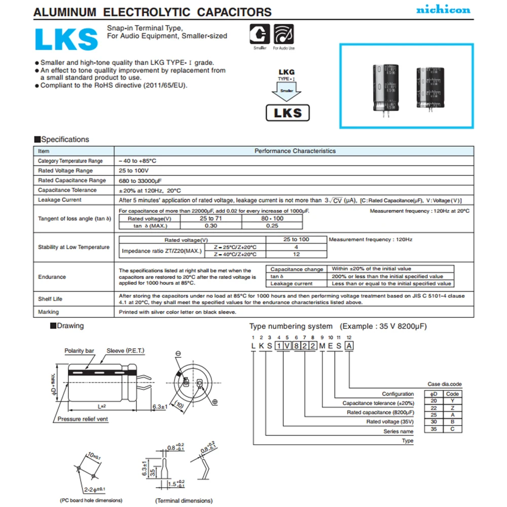 2pcs-14pcs Hi-sonud Nichicon 80V 8200UF 35x50mm Pitch 10mm Audio KS 8200UF 80V Fever Electrolytic Capacitors