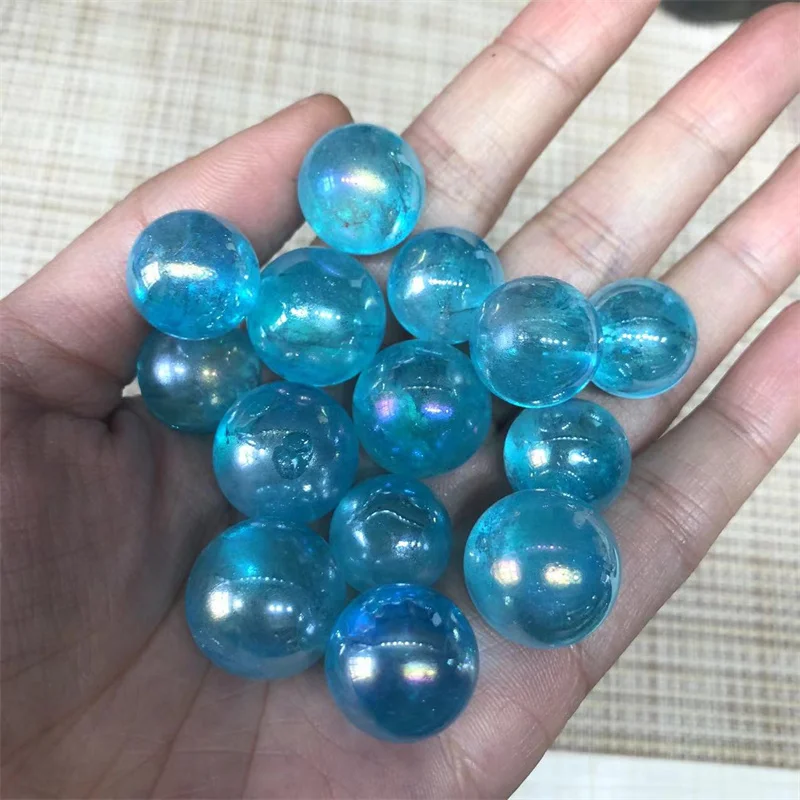 

Natural Quartz Crystal Polished Gem Balls Aura Blue Small Spheres Healing Gemstones Reiki Feng Shui Home Decoration