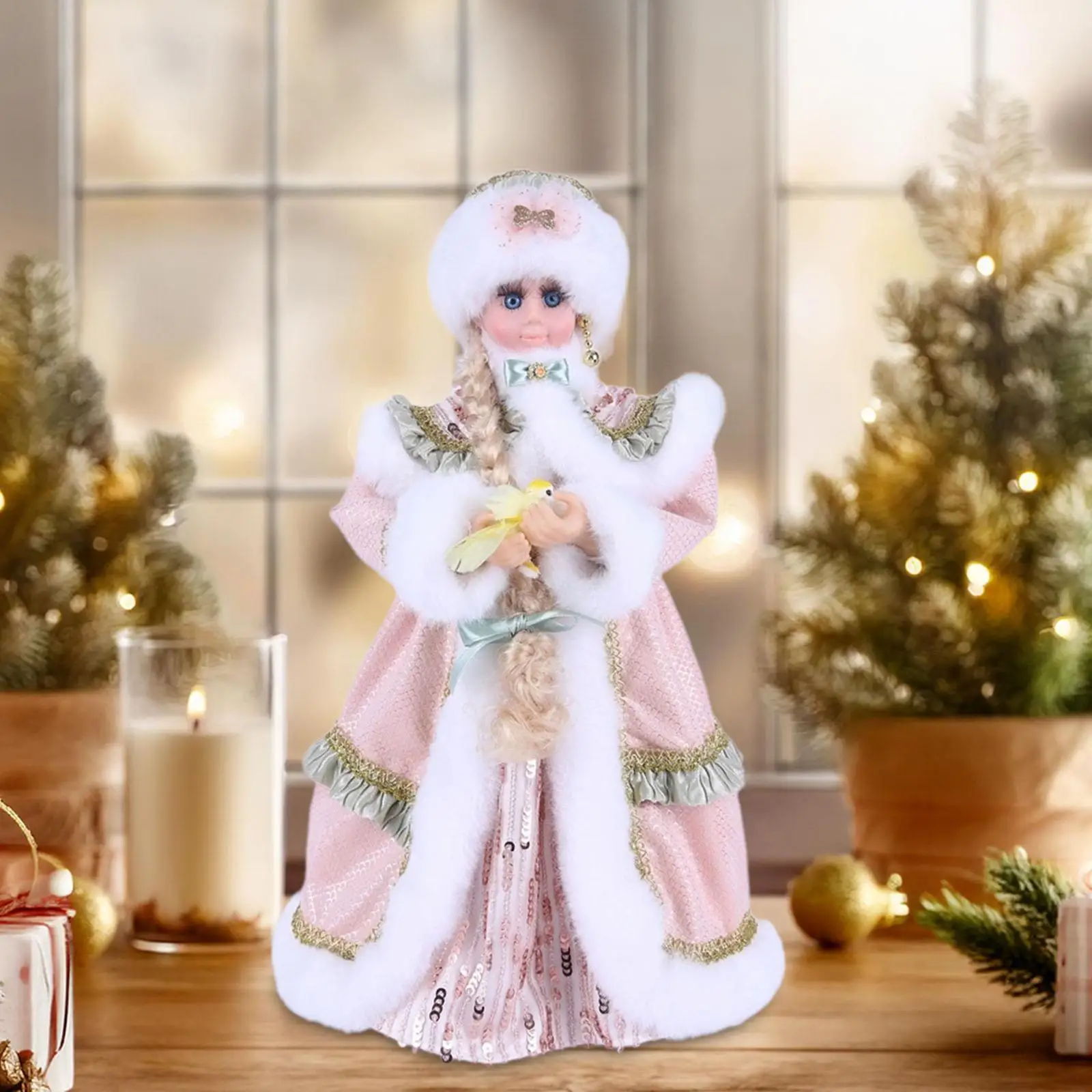 Christmas Doll Girl Doll Figurine Figure Sculpture,Christmas Decoration,Desktop Ornament,for DIY Projects Fairy Garden Gifts