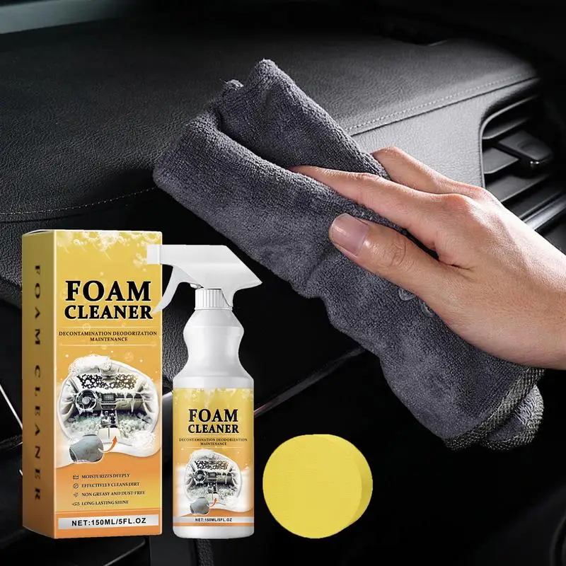 Spray de limpieza para coche, removedor de manchas multiusos, agente de limpieza para coche con esponja, Kit de limpieza para detalles de coche, 150ml