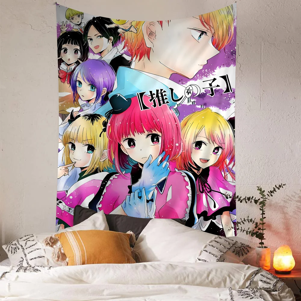 Oshi No Ko Anime Ai Hoshino Anime Tapestry Hippie Flower Wall Carpets Dorm Decor Cheap Hippie Wall Hanging