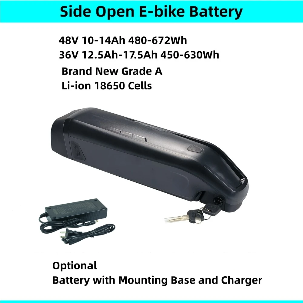 Side Open E-bike Battery Li-ion 48V 10Ah 10.4Ah 13Ah 14Ah 17.5Ah 36V Sea Moon Down Tube City Bike Mountain EBike Battery