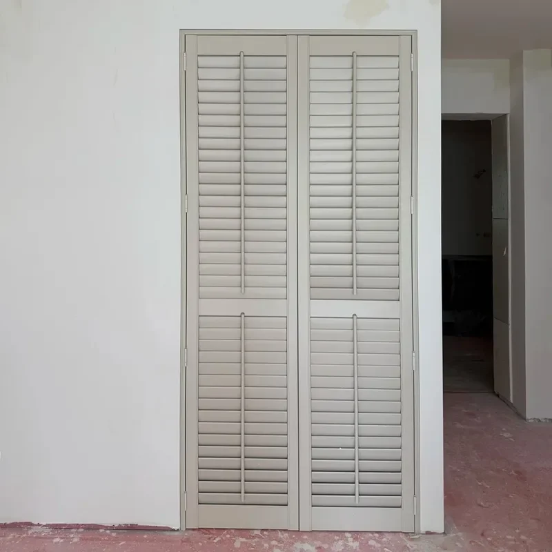 Solid Wood European Window Shutters Breathable Louvered Blinds for Bedroom Study Shading Ventilation Door Cover