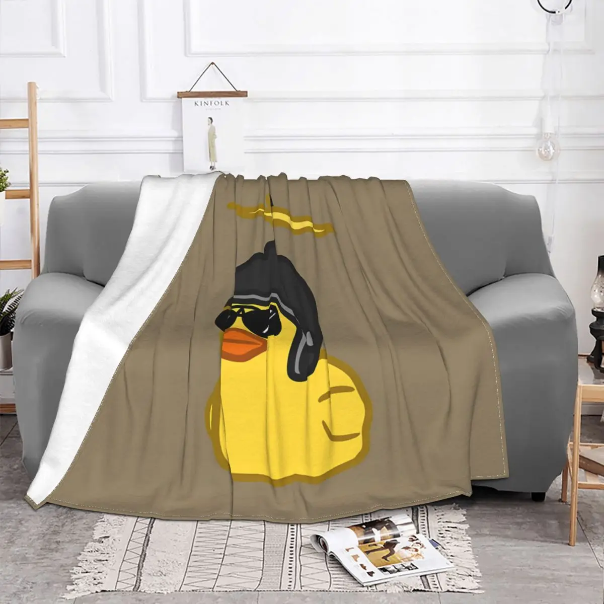 Rubber Duck Cute Blanket Flannel Decoration Yellow Portable Home Bedspread