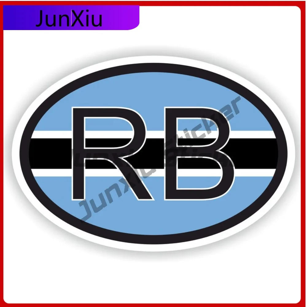 

Botswana Country Code Rb Oval Sticker With Flag Waterproof Custom Decals Car Rear Tent Suv Camping Accessories Adventure Motor