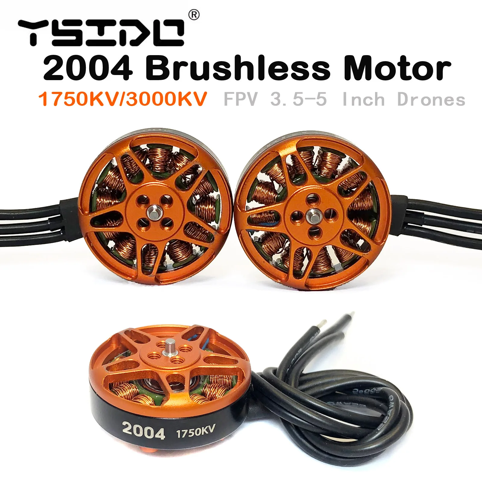 4Pcs YSIDO 2004 1750KV 3000KV Brushless Motor compatible 3.5-5inch propeller for Toothpick Long Range RC FPV Racing Drone