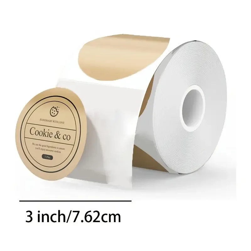 

250Pcs 3 Inch Blank Round Brown Thermal Labels Small Business Office Packaging Organization Thermal Printer Stickers