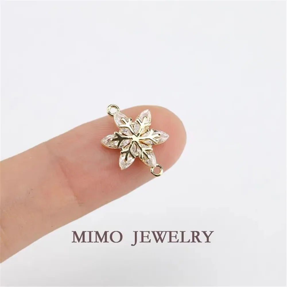 

1 шт. 15x10,5 мм DIY ювелирный аксессуар с 14-каратным настоящим золотом двойное кольцо снежинка соединительная подвеска