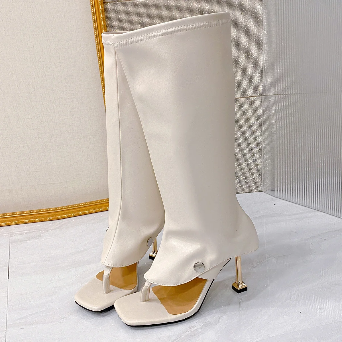 2026 Neue Zehenkappen-Stiefel für Damen: Stiletto High-Heel Overknee-Stiefel und Slipper – Detail 13