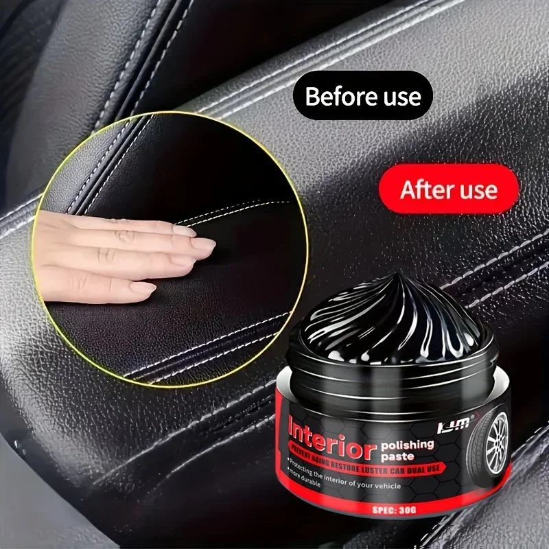 معجون ترميم السيارة الداخلي 30 جرام - يصلح البلاستيك الأسود على المقاعد والأبواب ولوحة القيادة والإطارات وعجلة القيادة واللمعان الأصلي