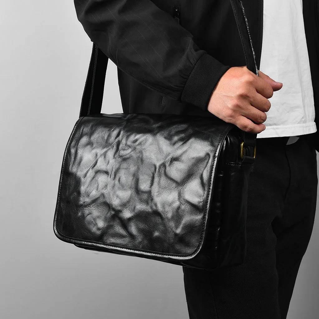 

Messenger Bag Crossbody Bags Shoulder Designer Oil Waxed Genuine Leather Retro Grabbing Old Fashion Large Capacity Cross body