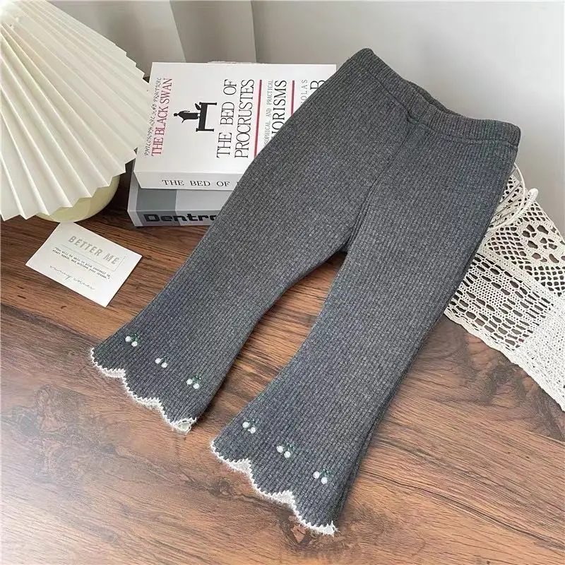 Fleece-gefütterte Mädchen-Herbst-Winter-Schlaghose Weiche Dehnbare Freizeithose Kinder Atmungsaktive Bequeme Lange Hose Kinder Casual – Detail 9