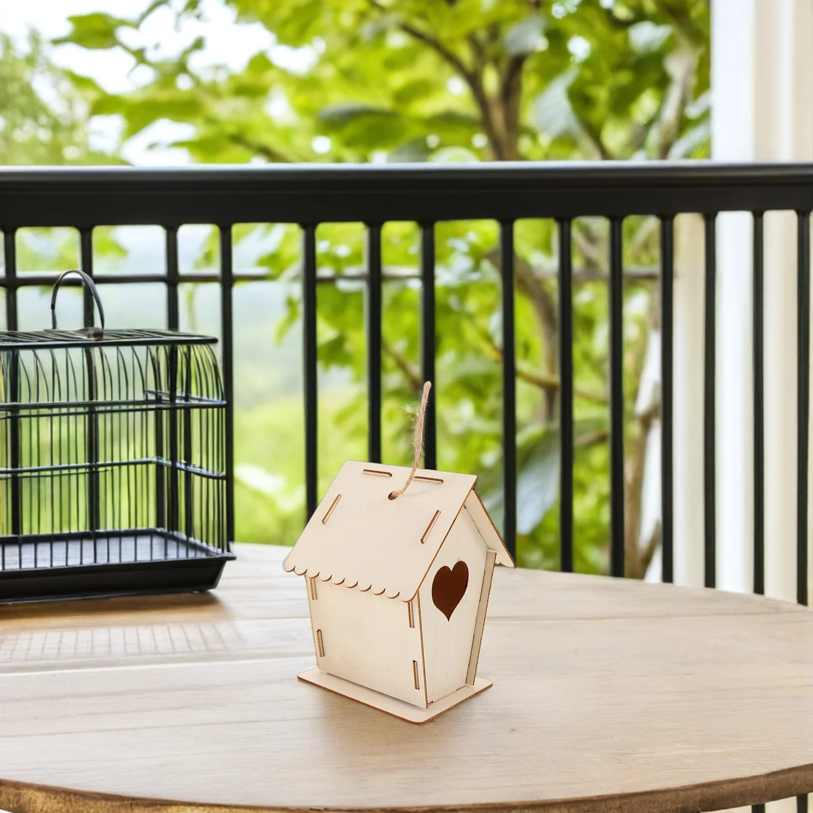 12 قطعة من بيوت الطيور الخشبية DIY للأطفال، طلاء غير مكتمل، مشغولات معلقة خارجية لتزيين الحديقة، مجموعة بيت الطيور للأطفال #5