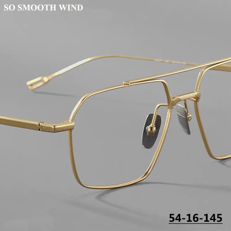 

Polygonal Double-beam Designer Eyeglasses Men Pure Titanium Square Glasses Frame Large Face Pilot Spectacle Women Trendy Eyewear