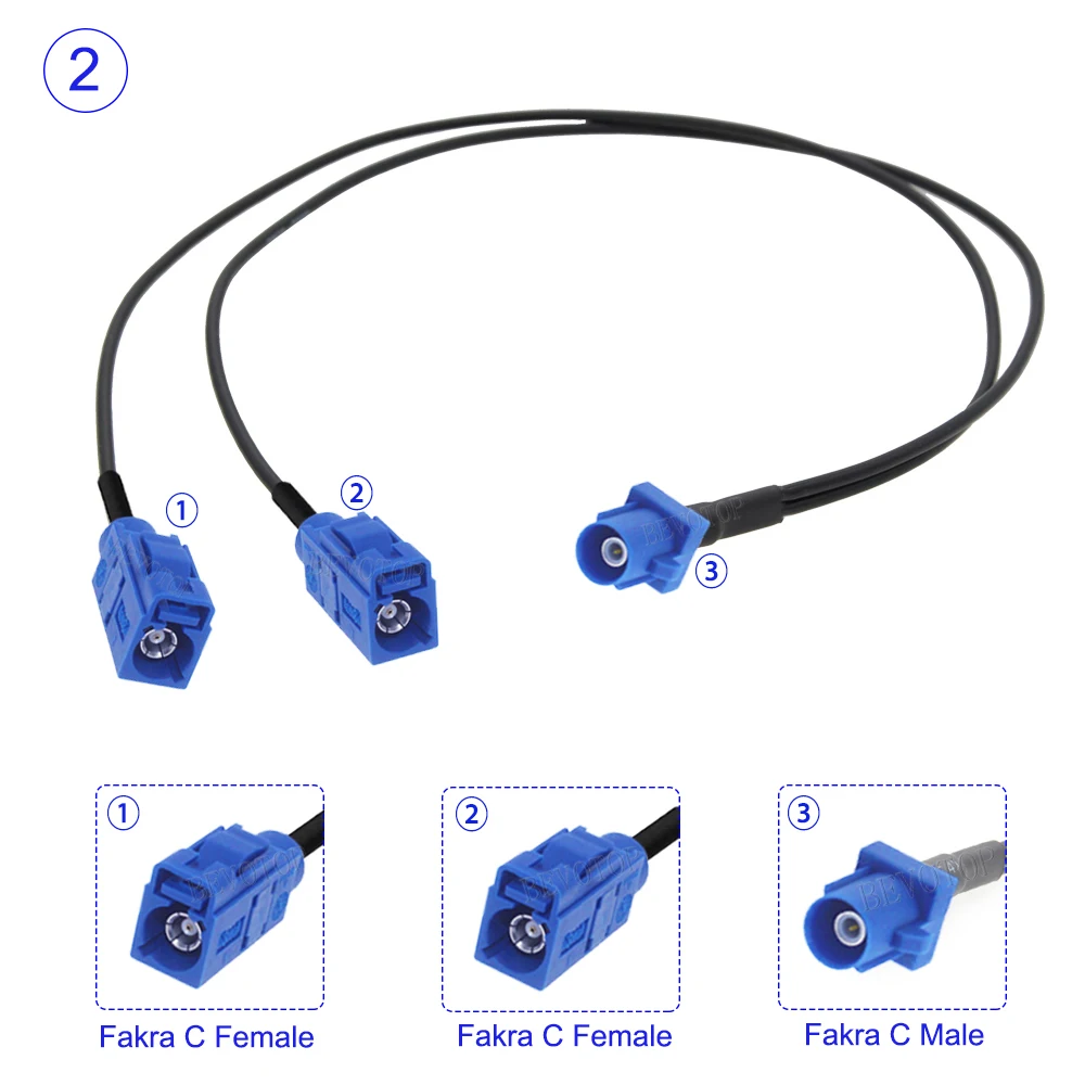 1xFakra-Câble répartiteur d'antenne GPS de voiture pour BMW Benz, écran Android, audio de voiture, type RGAnthCable, mâle vers 2x femelle à angle droit, type Y