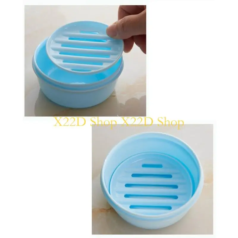 X22D Set Of 2 Modern Soap Dishes For Shower Countertop And Travel Use Space Saving Secure Lid Soap Container for Outdoor