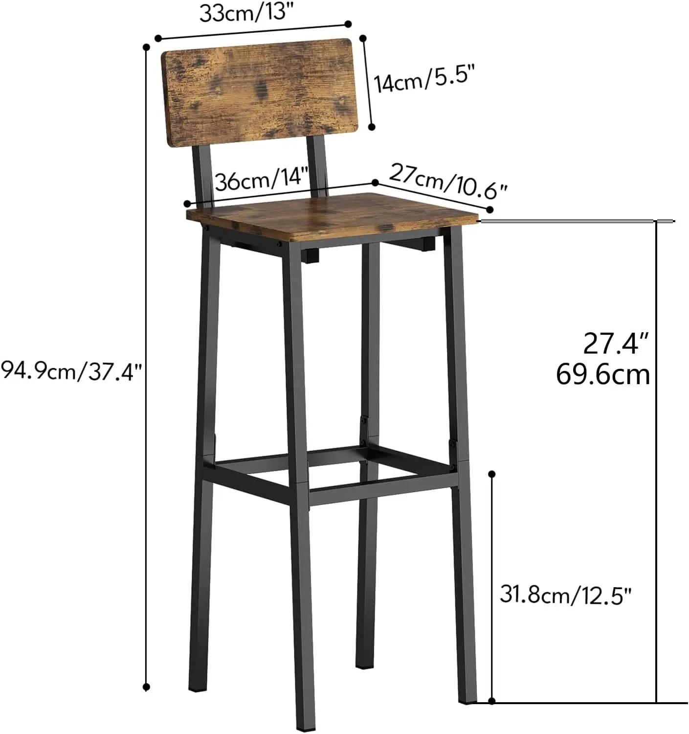 Set of 2 Bar Stools, Tall Bar Stools