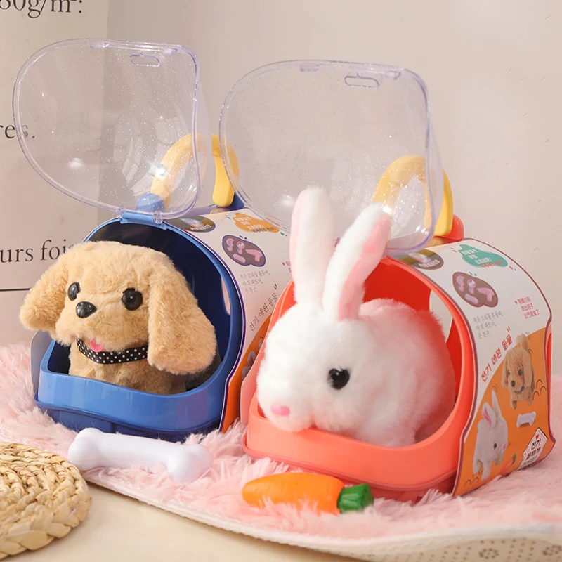 Pretend Play Simulation Pet Care Set for Children, Pelúcia elétrica, Cachorro de pelúcia, Gato, Brinquedo Coelho, Andando, Latir, Brinquedos