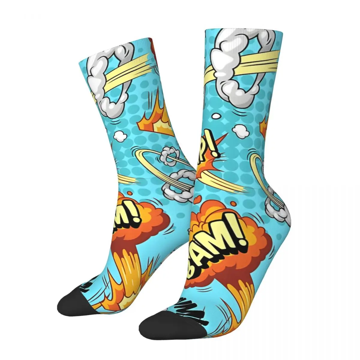 Retro Comic Pop Art Elements_1 Men's compression Socks Unisex Harajuku Pattern Printed Novelty Crew Sock