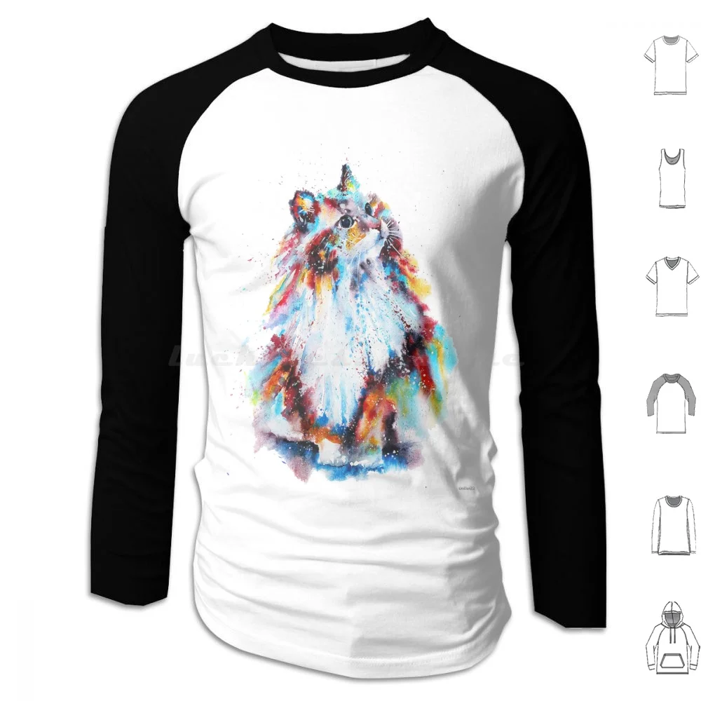 Abstract Multicolor Cat Hoodie cotton Long Sleeve Abstract Tiger Animals Animal Colorful Wildlife Cat Big Cat Cats Lion