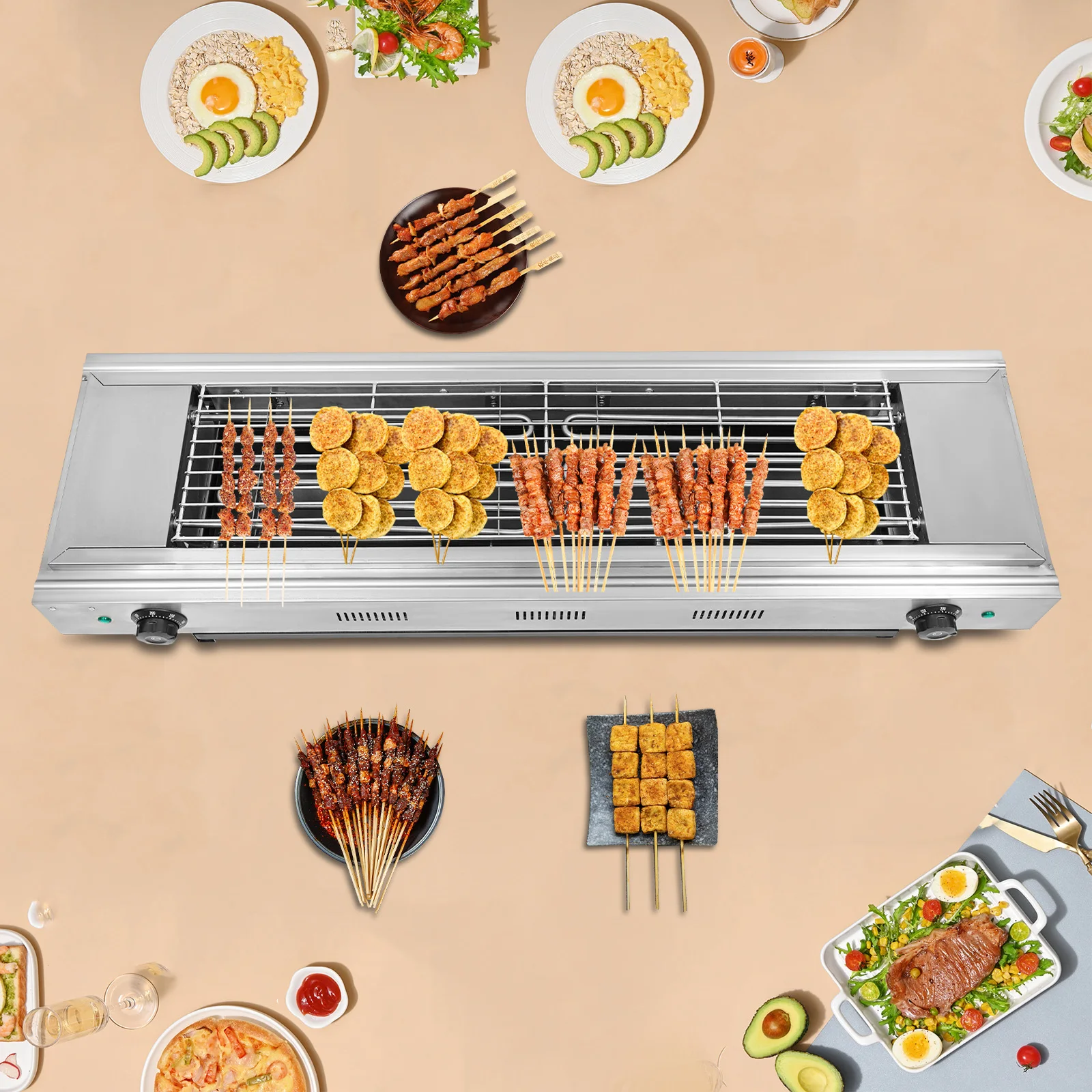 

Electric BBQ Grill with Non-Stick Surface and Temperature Control for Effortless Outdoor Cooking