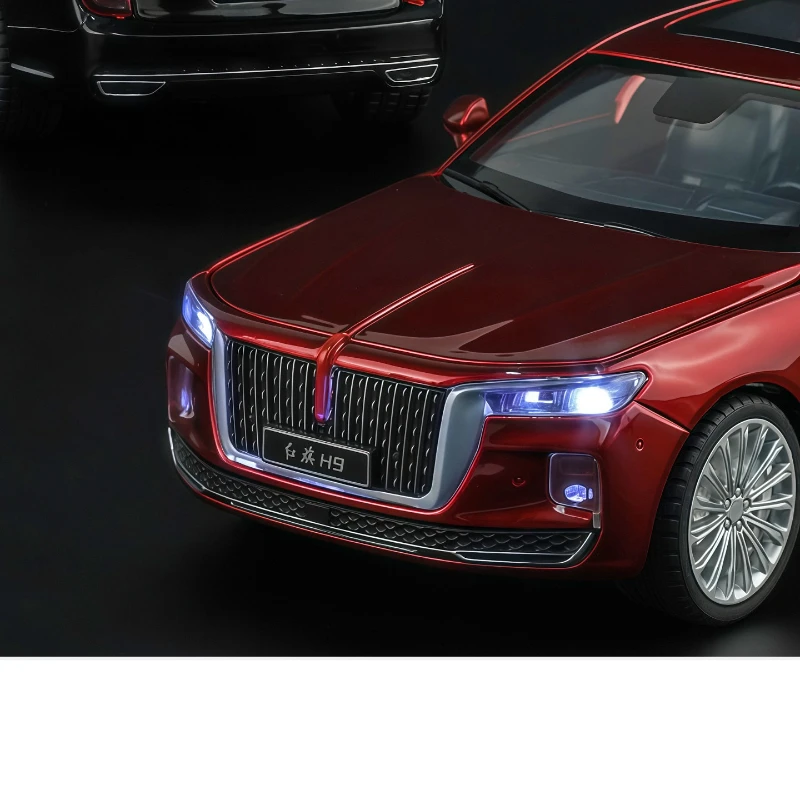 Modelo de sedán de lujo H9 1:32, modelo de aleación de Metal fundido a presión, sonido de coche, luz, colección extraíble, juguete para regalo para niños