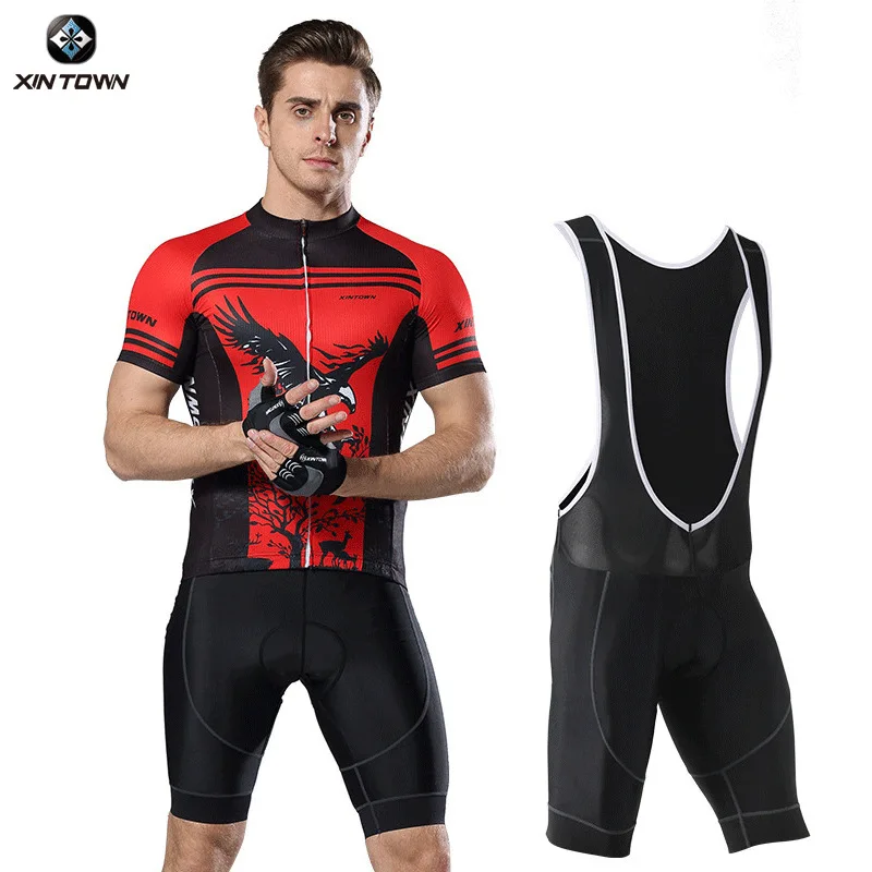 XINTOWN Summer strap cycling suit New bicycle Men's cycling tops and shorts sportswear Men's cycling clothing Bike jersey