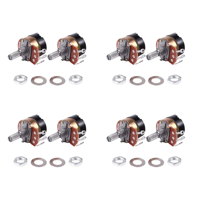 

8 шт., 500 кОм, одиночные линейные конические потенциометры с переключателем включения/выключения